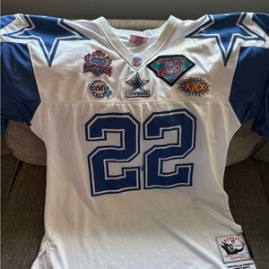 Mitchell & Ness White NFL Jersey with Blue and Black Accents